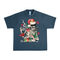 Midnight Navy skeleton santa Urban Heavy Tee - MaliasSmallBusiness