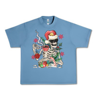 Pebble Blue skeleton santa Urban Heavy Tee - MaliasSmallBusiness