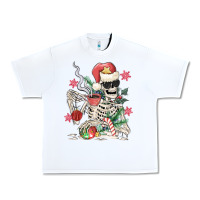 White skeleton santa Urban Heavy Tee - MaliasSmallBusiness