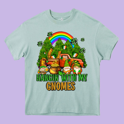 Hangin With My Gnomes With Rainbow Heavy Core Tee Designed By Adodesignshop