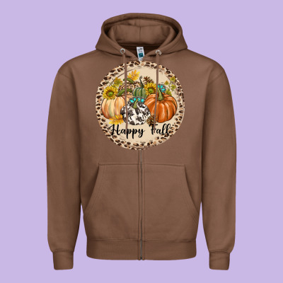Happy Fall Zipper Hoodie Designed By Texasbilliewilder