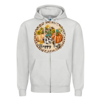 Dove Grey Happy Fall Zipper Hoodie - texasbilliewilder