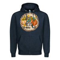 Navy Happy Fall Zipper Hoodie - texasbilliewilder