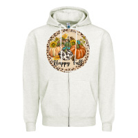Oatmeal Heather Happy Fall Zipper Hoodie - texasbilliewilder