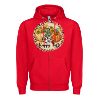 Red Happy Fall Zipper Hoodie - texasbilliewilder