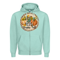 Seafoam Happy Fall Zipper Hoodie - texasbilliewilder