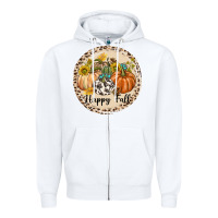 White Happy Fall Zipper Hoodie - texasbilliewilder