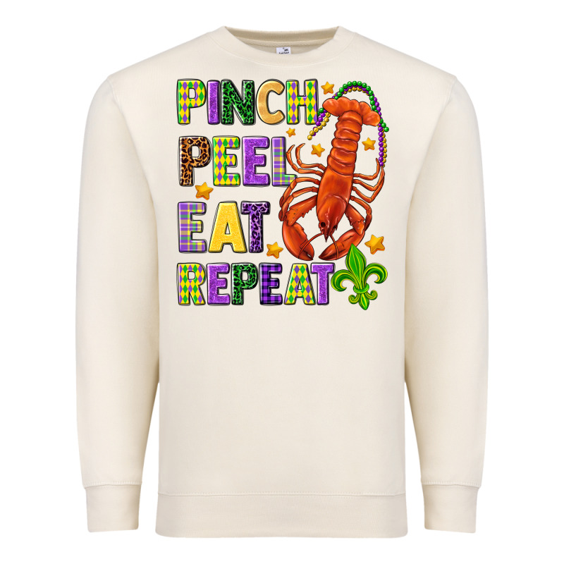 Pinch Peel Eat Repeat Crawfish Premium Sweatshirt by HowdyJamesFarm | Teevron