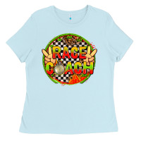 Baby Blue Race coach with leopard and peace hand Ladies Tee - AdoDesignShop