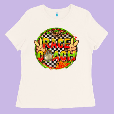 Race Coach With Leopard And Peace Hand Ladies Tee Designed By Adodesignshop