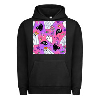 Pigment Black cute ghost halloween seamless pattern Urban Hoodie - BundleAndBundleShop