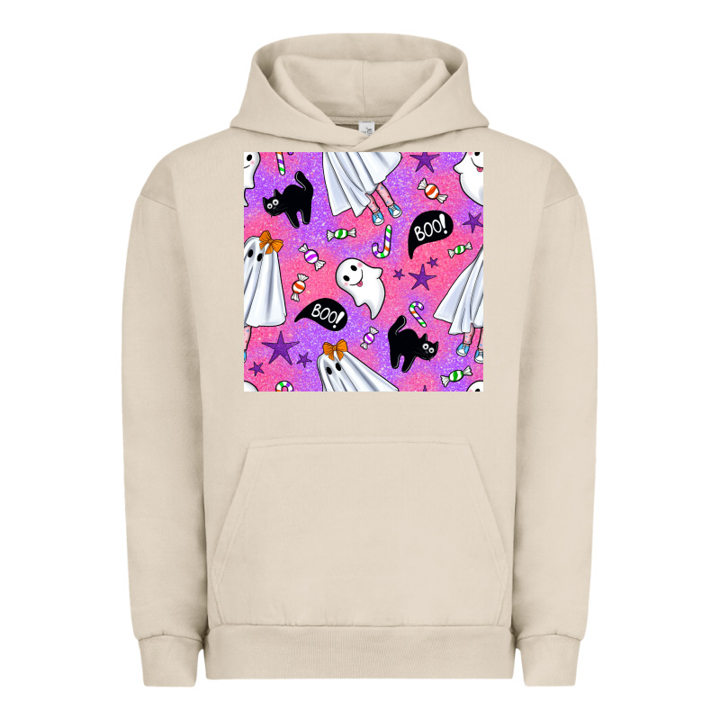 Cute Ghost Halloween Seamless Pattern Urban Hoodie by BundleAndBundleShop | Teevron