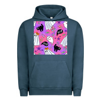 Pigment Midnight Navy cute ghost halloween seamless pattern Urban Hoodie - BundleAndBundleShop