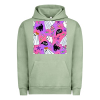 Pigment Oil Green cute ghost halloween seamless pattern Urban Hoodie - BundleAndBundleShop