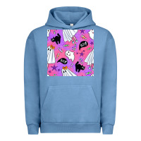 Pigment Pebble Blue cute ghost halloween seamless pattern Urban Hoodie - BundleAndBundleShop
