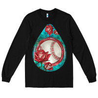 Black baseball and western roses teardrop  7 Long Sleeve Tee - BundleAndBundleShop