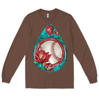 Chestnut baseball and western roses teardrop  7 Long Sleeve Tee - BundleAndBundleShop