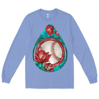 Colony Blue baseball and western roses teardrop  7 Long Sleeve Tee - BundleAndBundleShop