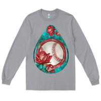 Heather Grey baseball and western roses teardrop  7 Long Sleeve Tee - BundleAndBundleShop