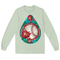 Matcha baseball and western roses teardrop  7 Long Sleeve Tee - BundleAndBundleShop