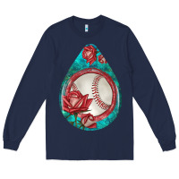 Navy baseball and western roses teardrop  7 Long Sleeve Tee - BundleAndBundleShop