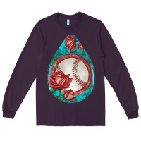 Plum baseball and western roses teardrop  7 Long Sleeve Tee - BundleAndBundleShop