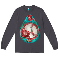 Smoke baseball and western roses teardrop  7 Long Sleeve Tee - BundleAndBundleShop