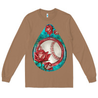 Toasted Coconut baseball and western roses teardrop  7 Long Sleeve Tee - BundleAndBundleShop