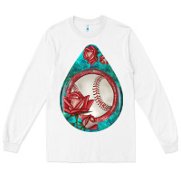 White baseball and western roses teardrop  7 Long Sleeve Tee - BundleAndBundleShop