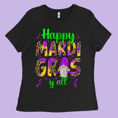 Happy Mardi Gras Y'all Gnome Ladies Tee Designed By Jahusdesignshop
