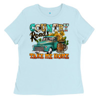 Baby Blue country roads take me home vintage truck Ladies Tee - Jasminsmagicworld