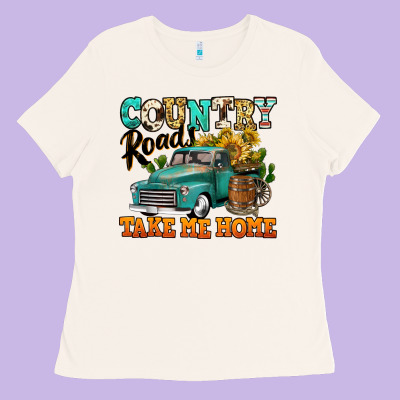 Country Roads Take Me Home Vintage Truck Ladies Tee Designed By Jasminsmagicworld