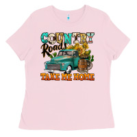 Bubblegum Pink country roads take me home vintage truck Ladies Tee - Jasminsmagicworld
