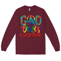 Burgundy Lgbtq God Loves Everyone With Unicorn Long Sleeve Tee - BundleAndBundleShop