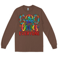 Chestnut Lgbtq God Loves Everyone With Unicorn Long Sleeve Tee - BundleAndBundleShop