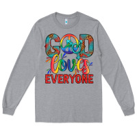 Heather Grey Lgbtq God Loves Everyone With Unicorn Long Sleeve Tee - BundleAndBundleShop