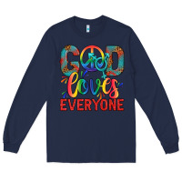 Navy Lgbtq God Loves Everyone With Unicorn Long Sleeve Tee - BundleAndBundleShop