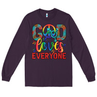 Plum Lgbtq God Loves Everyone With Unicorn Long Sleeve Tee - BundleAndBundleShop