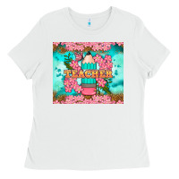 White teacher floral pencil tumbler Ladies Tee - BundleAndBundleShop
