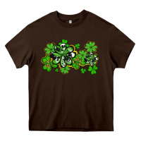 Chocolate Brown cowhide and leopard shamrocks Heavy Core Tee - AdoDesignShop