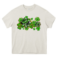 Cream cowhide and leopard shamrocks Heavy Core Tee - AdoDesignShop