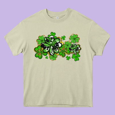 Cowhide And Leopard Shamrocks Heavy Core Tee Designed By Adodesignshop