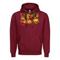 Burgundy Fiesta with taco, nacho, souce Zipper Hoodie - NancyCooperArtShop