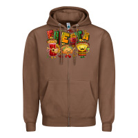 Chestnut Fiesta with taco, nacho, souce Zipper Hoodie - NancyCooperArtShop