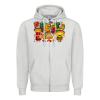 Dove Grey Fiesta with taco, nacho, souce Zipper Hoodie - NancyCooperArtShop