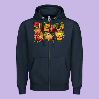 Fiesta With Taco, Nacho, Souce Zipper Hoodie Designed By Nancycooperartshop