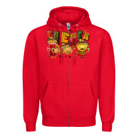 Red Fiesta with taco, nacho, souce Zipper Hoodie - NancyCooperArtShop