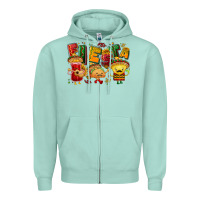 Seafoam Fiesta with taco, nacho, souce Zipper Hoodie - NancyCooperArtShop