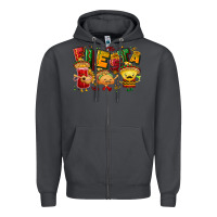 Smoke Fiesta with taco, nacho, souce Zipper Hoodie - NancyCooperArtShop