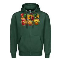 Sports Green Fiesta with taco, nacho, souce Zipper Hoodie - NancyCooperArtShop